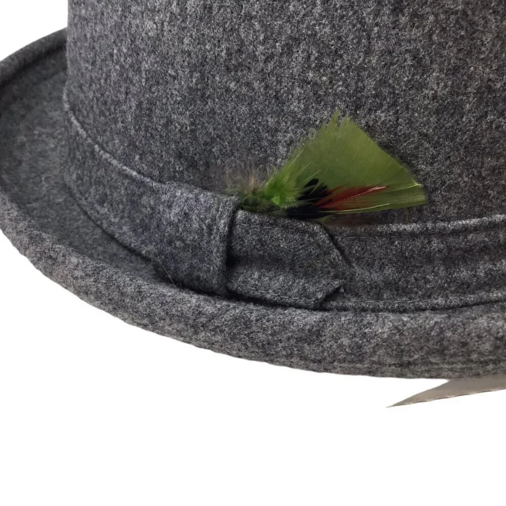 Pendleton Fedora 100% Virgin Wool NWOT Size 7 3/8 Gray Hat USA Pristine Feathers